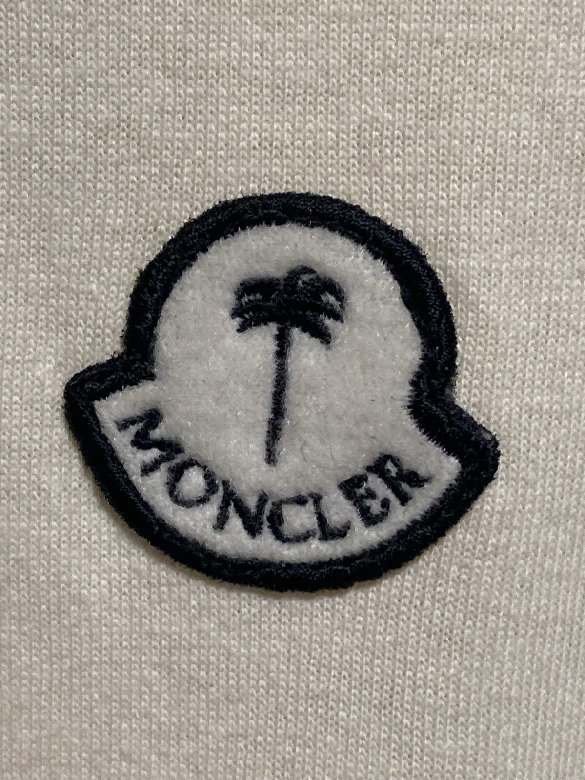 NewNT. MONCLER Patch Logo T-Shirt Tee Off White PALM ANGELS Classic Men's Sz 8 L gallery