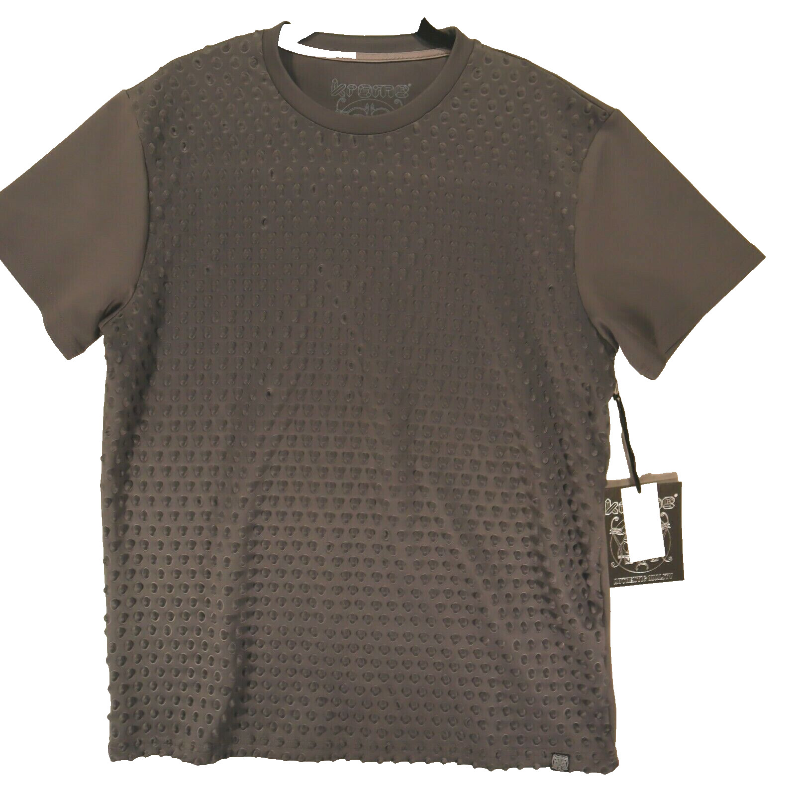 Krome L Mens T Shirt Charcoal Grey Textured Polyester Stretch Rare Textured NWT gallery