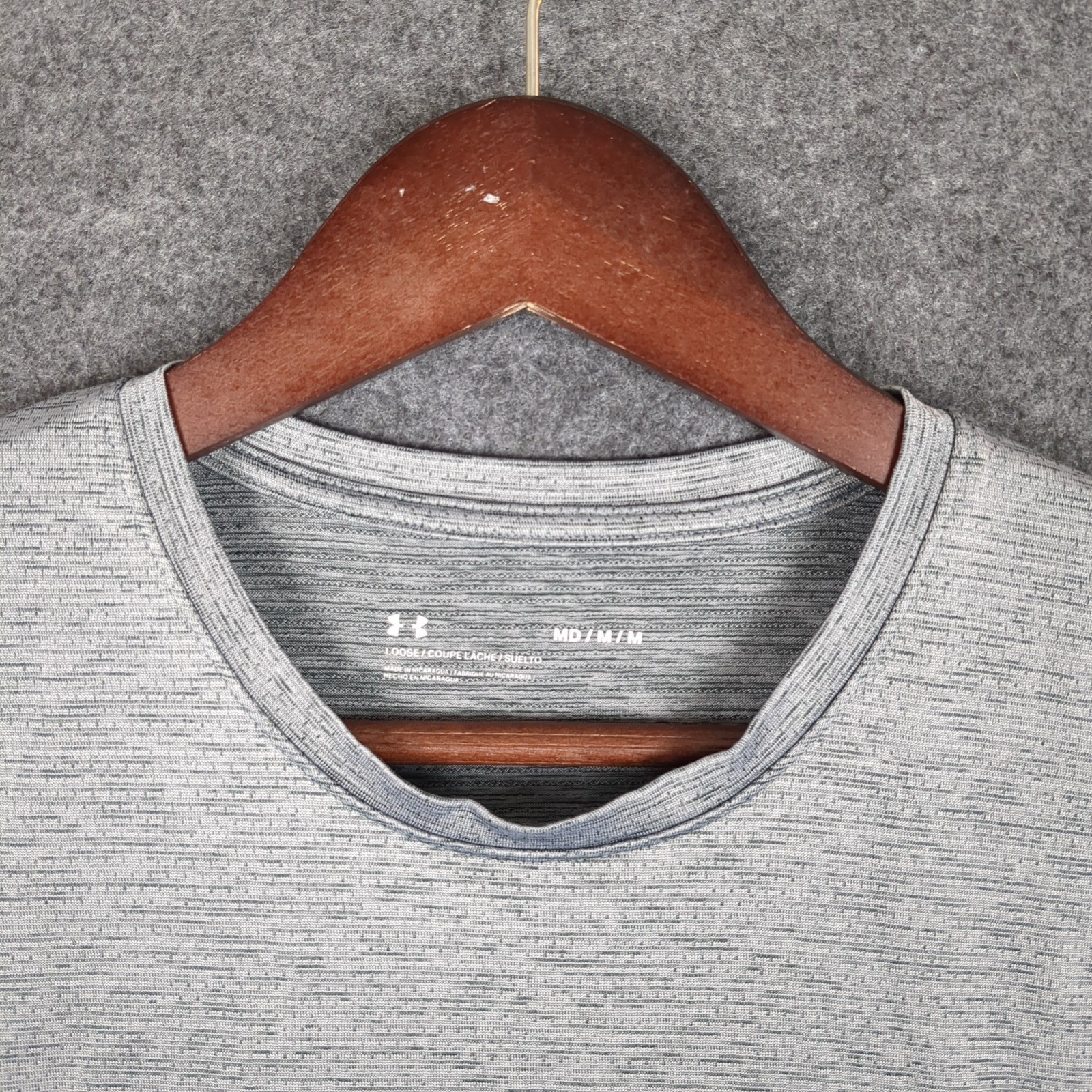 Under Armour Mens Loose Fit HeatGear Heathered Gray Short Sleeve T-Shirt Size M gallery