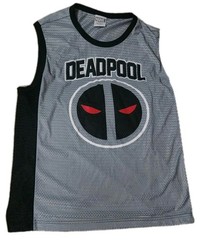 🔥 Marvel Deadpool Basketball Jersey #91 Gray Black Mens XL 28×25