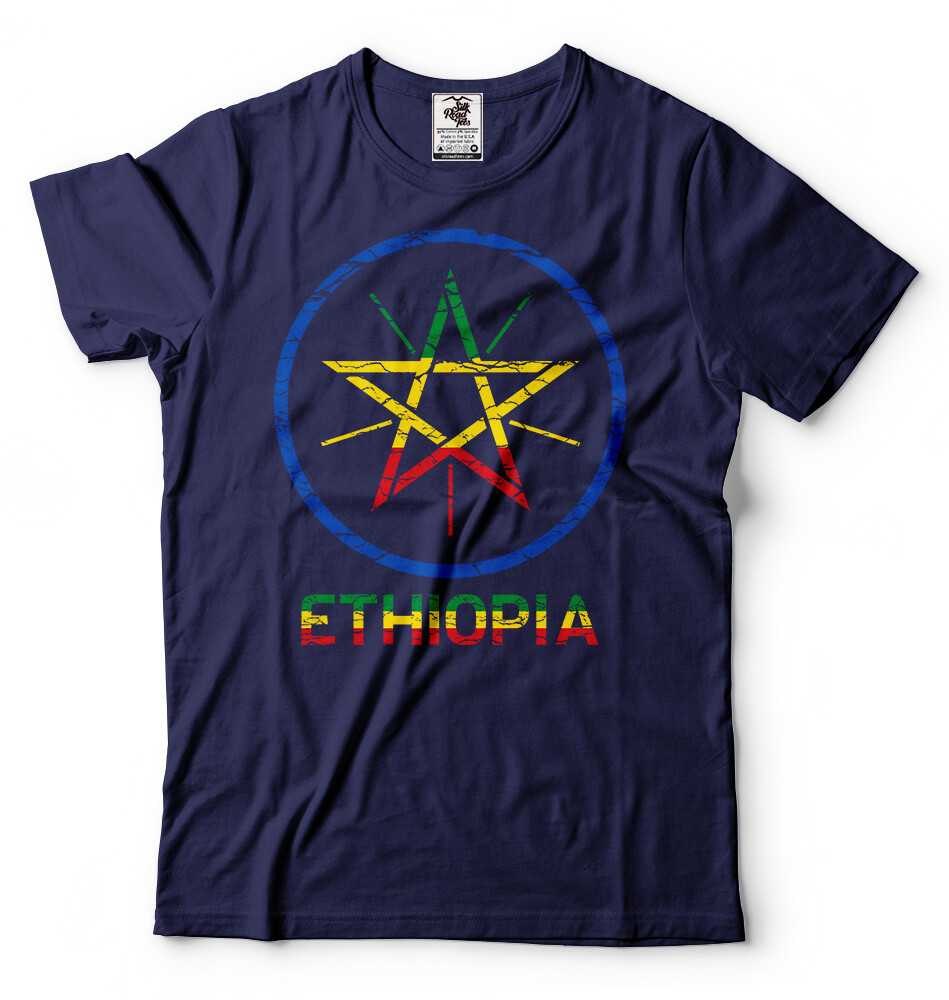 Ethiopia T-shirt Ethiopian Heritage Tee shirt Ethiopian Flag coat of arms Mens T gallery