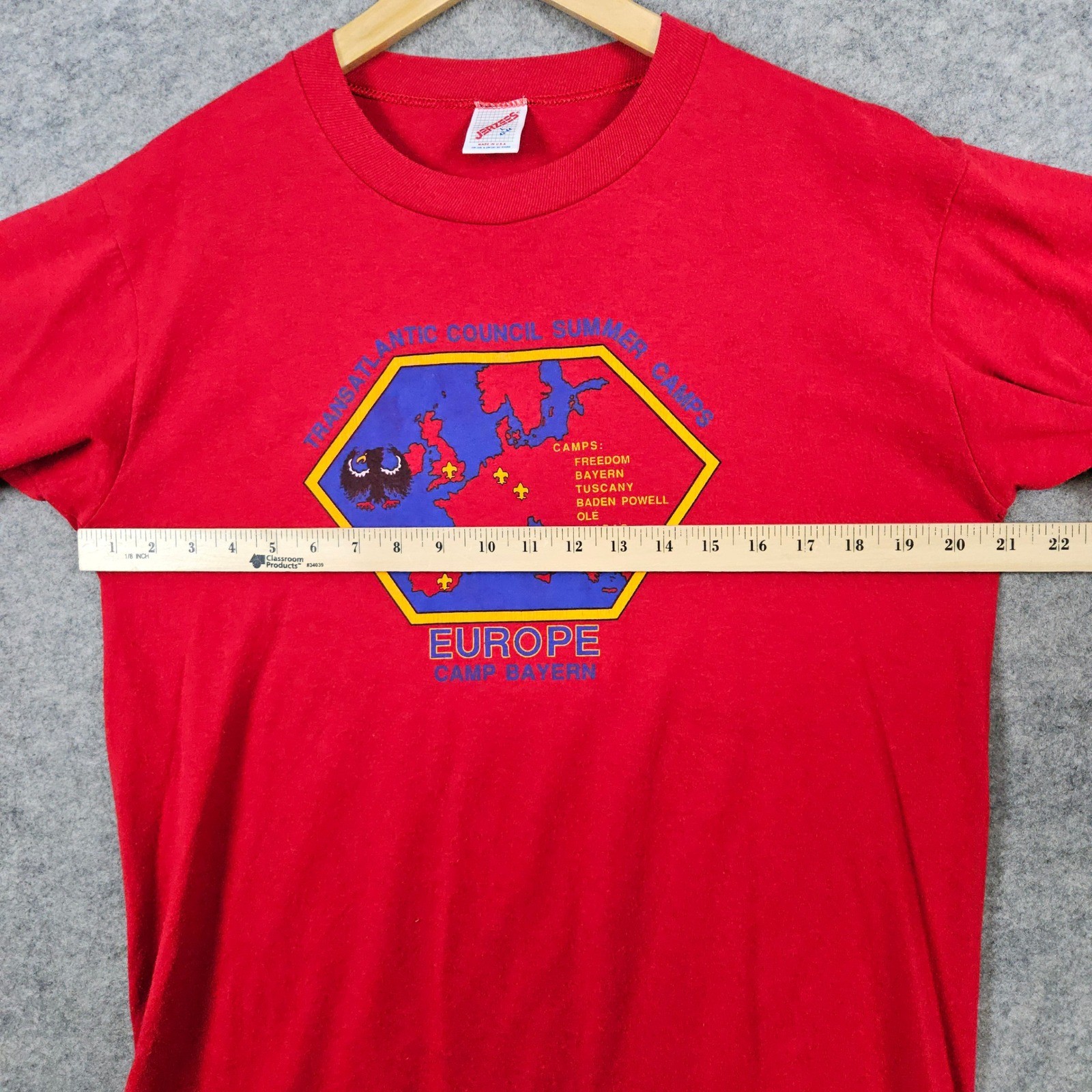 Vintage Jerzees Transatlantic Council Summer Camps Europe T-Shirt Men's Size L gallery