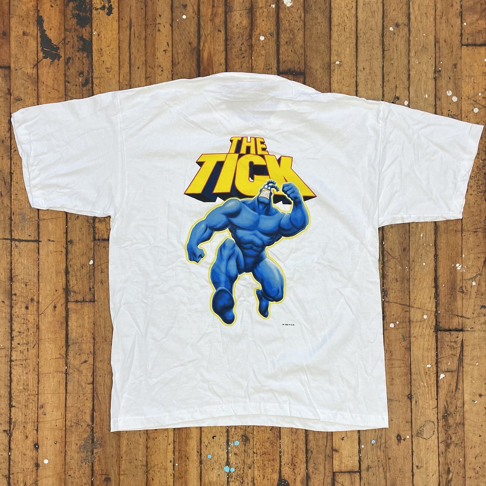 Vintage 1994 The Tick Fox Interactive XL Double Sided White Promo T-Shirt gallery