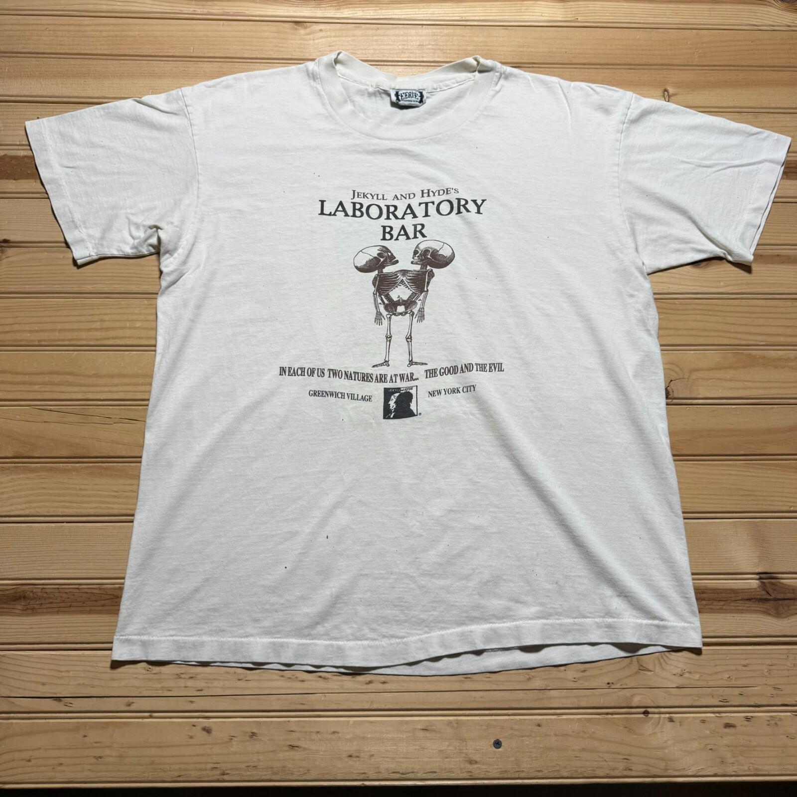 Vintage 90s EERIE JEKYLL AND HYDE'S LABOTATORY BAR Good Evil Twin Shirt Size XL gallery