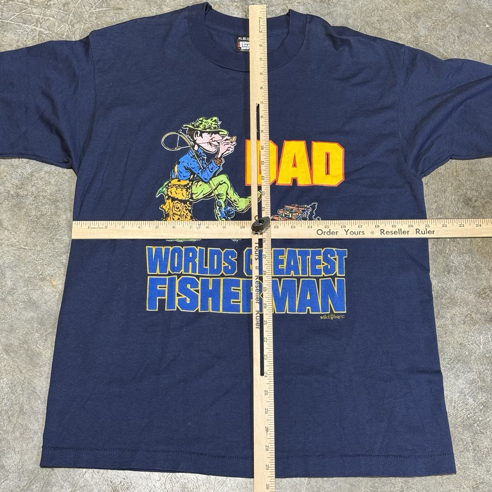 Dad World’s Greatest Fisherman Fishing Vintage Single Stitch Blue T-Shirt XL gallery