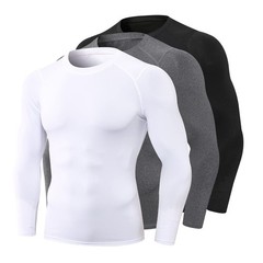 3 Pack Compression Shirts Men Long Sleeve Athletic Workout Base Layer Quick D…