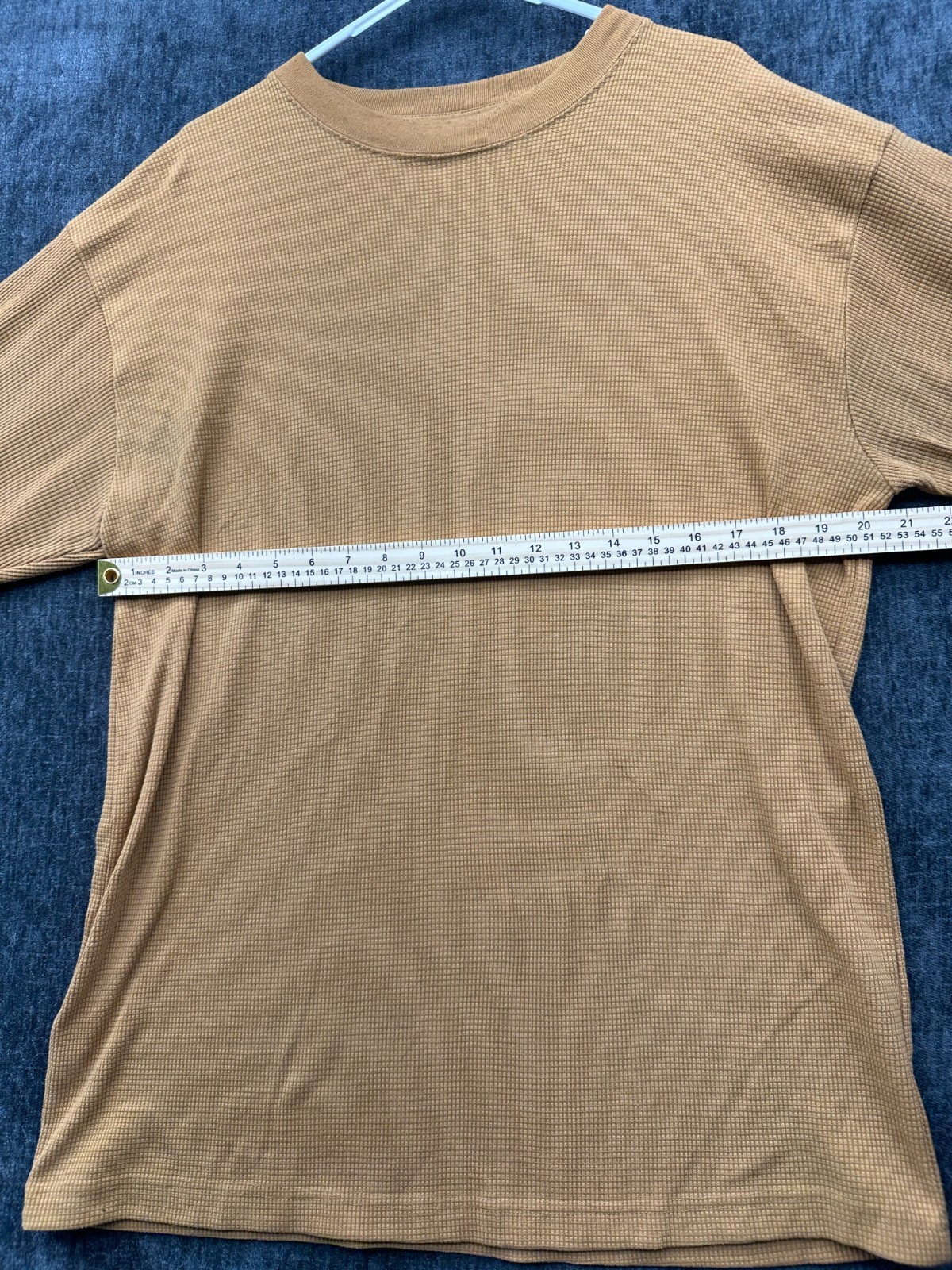 R+L Luxury Thermal Shirt Mens XL Beige Heavyweight Waffle Knit Ribbed Cuffs gallery