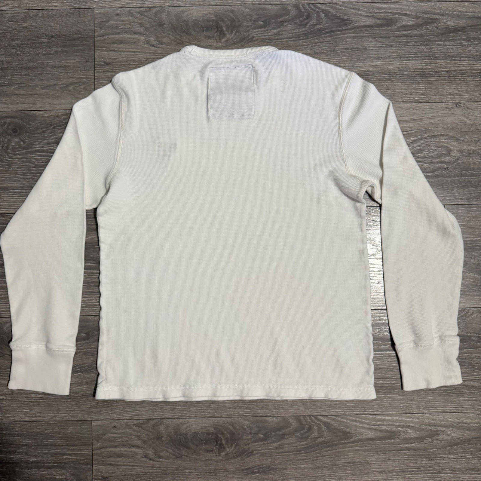 Y2K American Eagle Mens Shirt L White Waffle Knit Thermal Long Sleeve Minimalist gallery