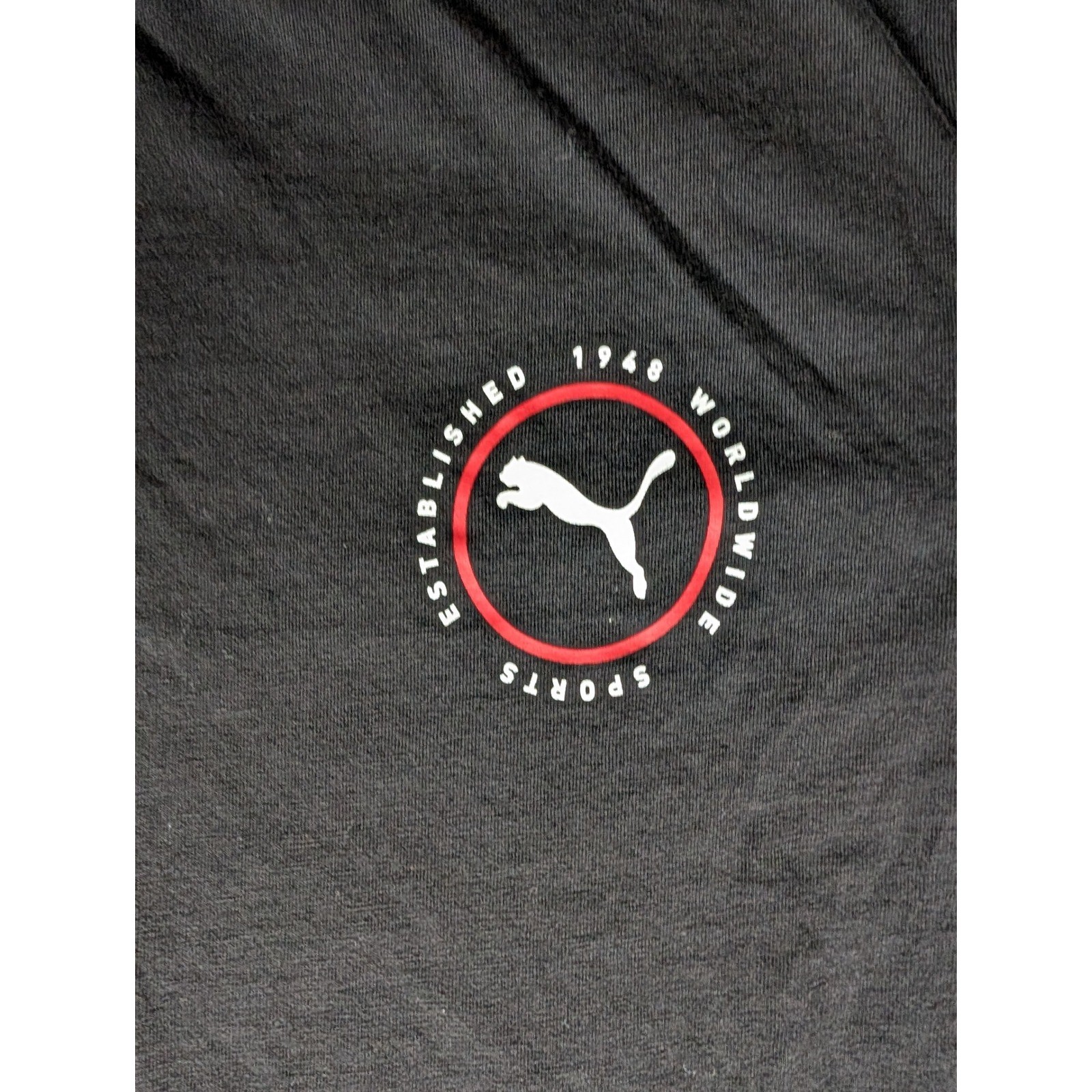 Puma Mens Black Long Sleeve Graphic T-Shirt Established 1948 Crew Neck Logo Tee gallery