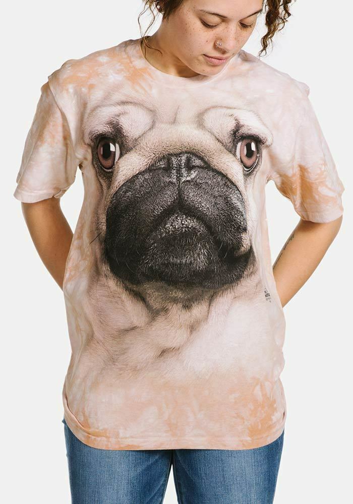 The Mountain Big Face Pug Dog Puppy Cotton Tie Die Animal T-Shirt Adult XL-5X gallery