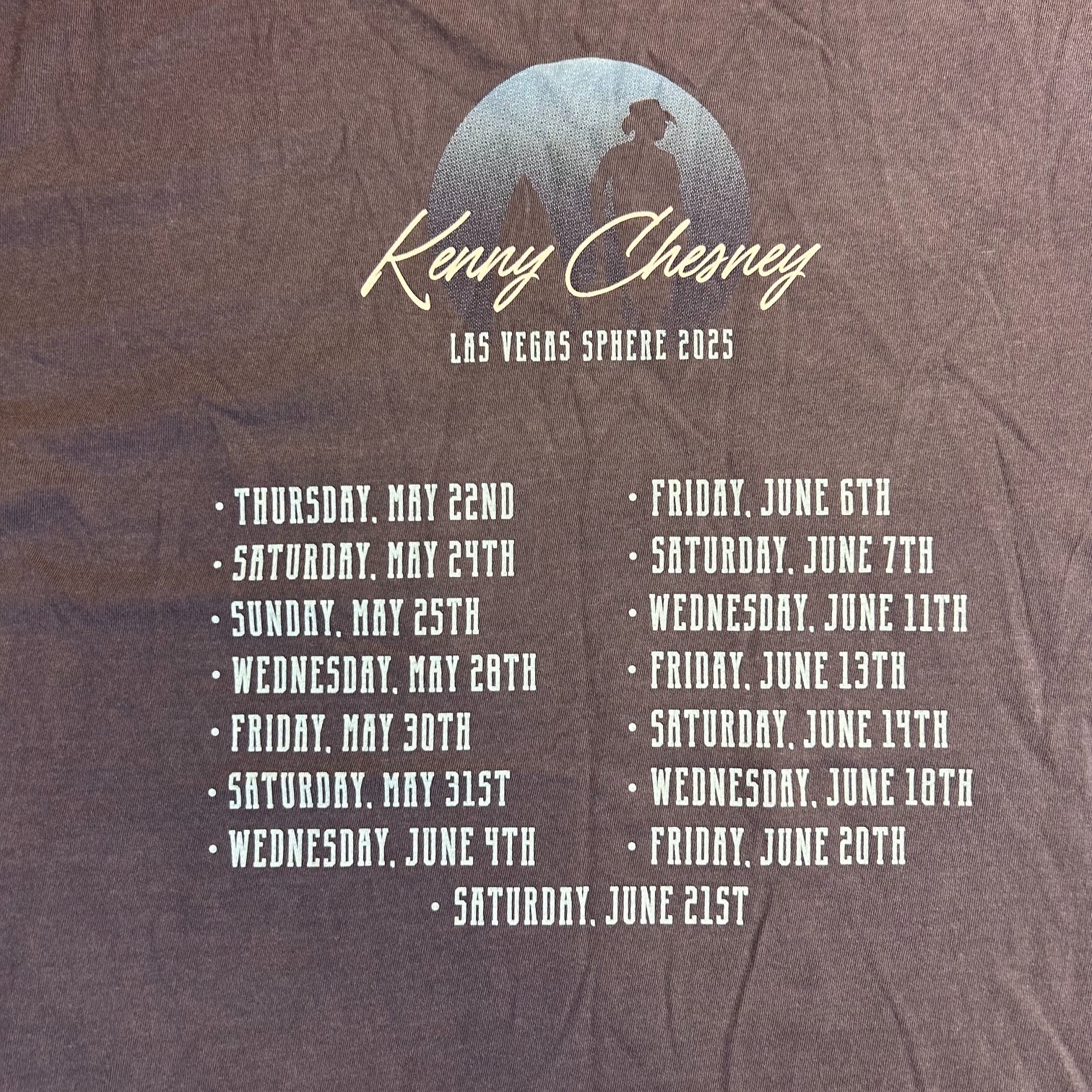 Kenny Chesney T-Shirt Concert Las Vegas Sphere Country Music XL Tour 2025 NEW gallery
