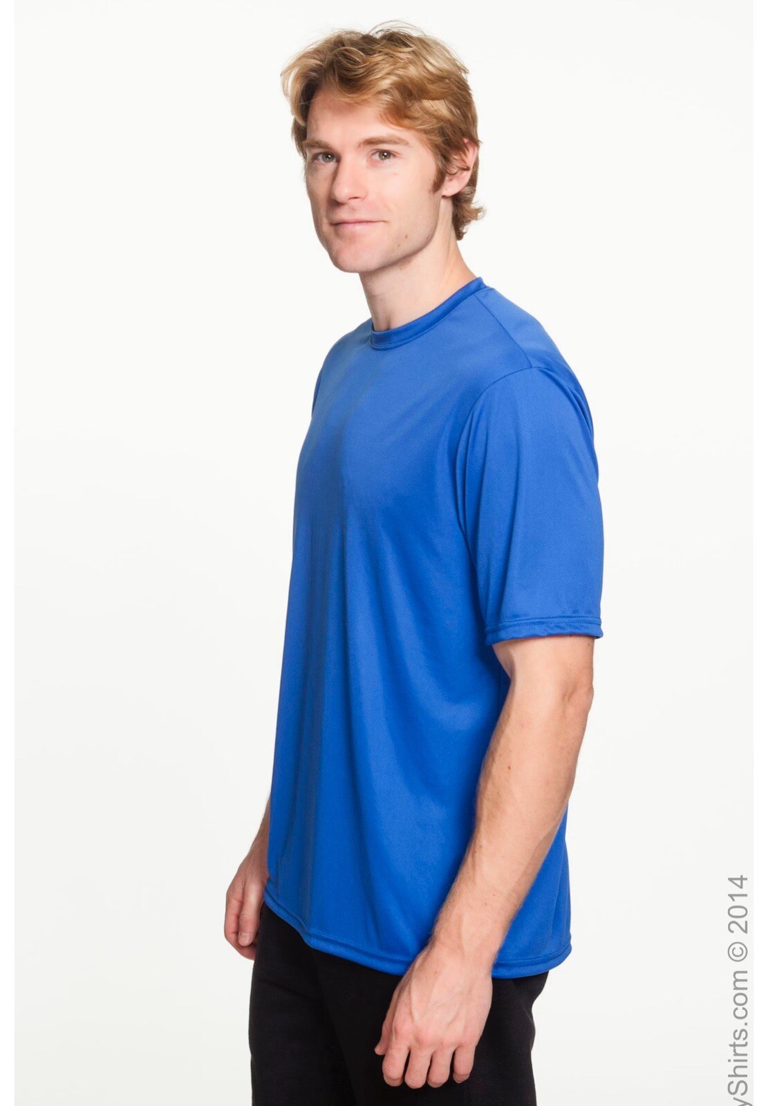 A4 N3142 Mens Short Sleeve DriFit Cooling Performance Shirt Small Royal Blue New gallery