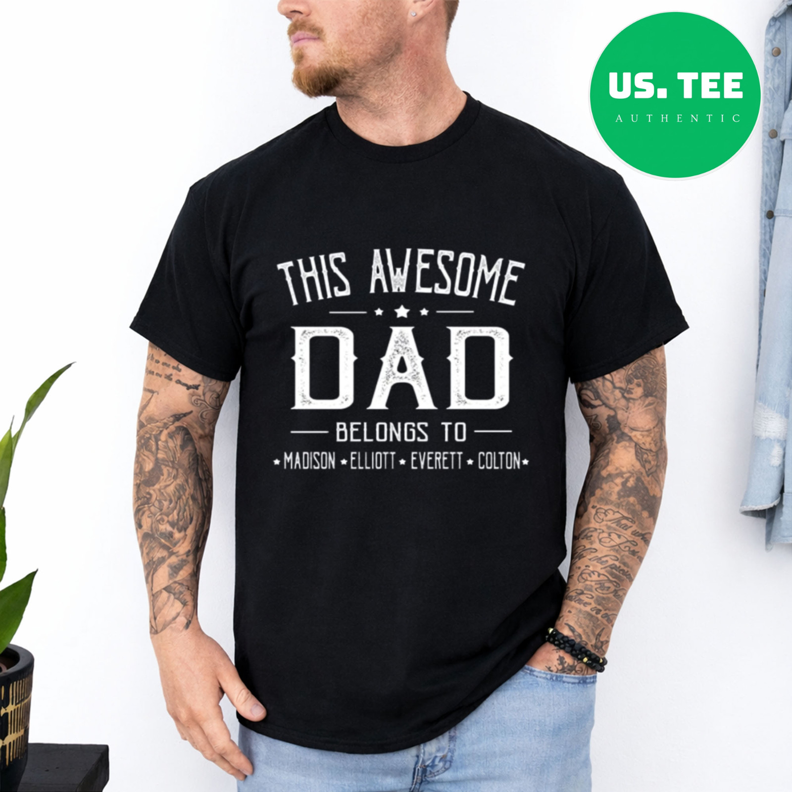 Personalized Dad T-Shirt Custom Children Names Father's Day Gift for Dad gallery