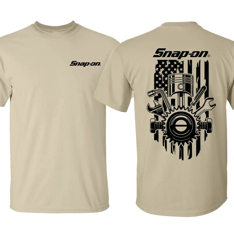 Snap-On T-Shirt American Flag Theme Unisex Casual Wear Crewneck Shortsleeve Men gallery