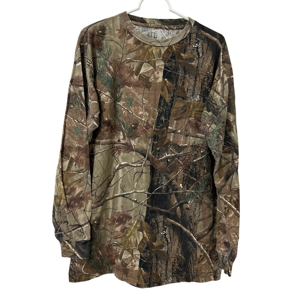 Cabelas Mens Sz Large Real Tree Camouflage Long Sleeve T Shirt Hunting Gorpcore