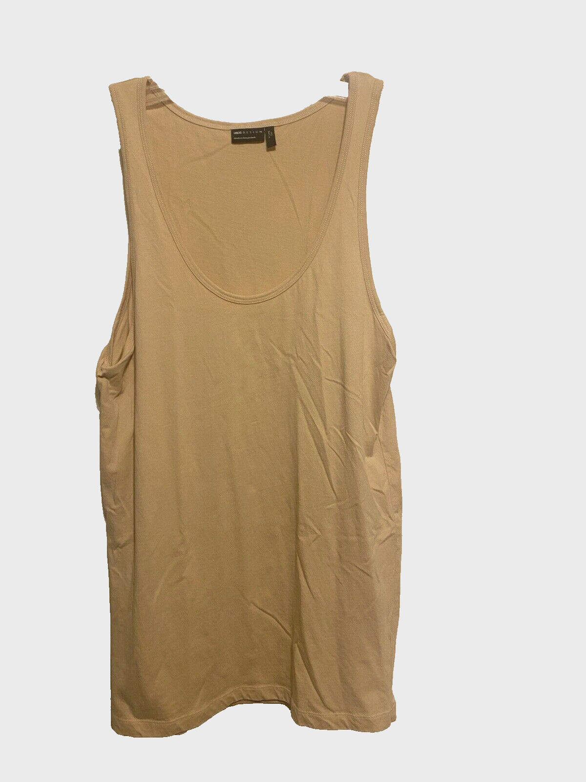 ASOS Design Men's Beige Tank Top Size Medium Long Tall NWOT Scoop neck Cotton gallery