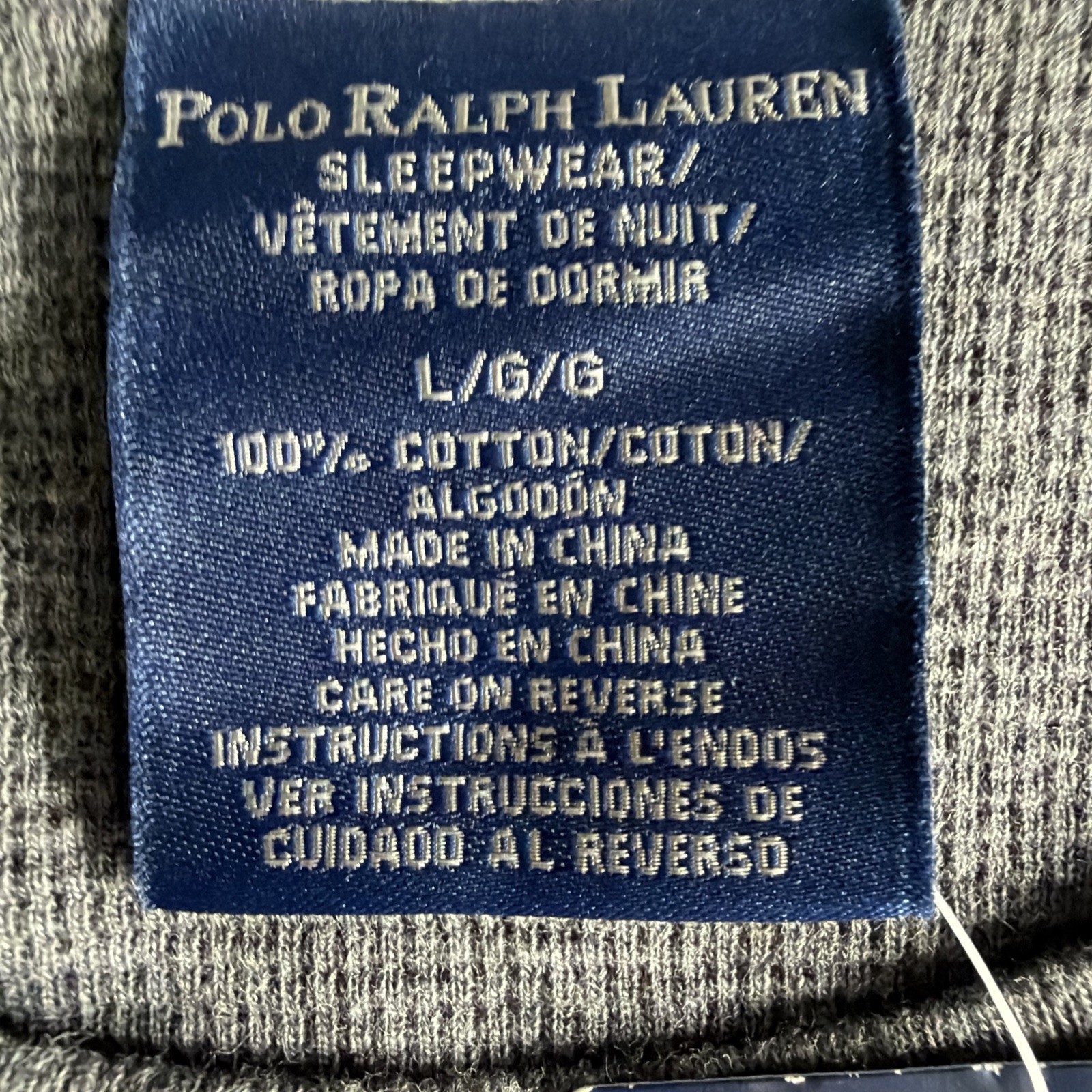Polo Ralph Lauren Sleepwear Men Shirt L Thermal Waffle-Knit Long Sleeve Gray NWT gallery