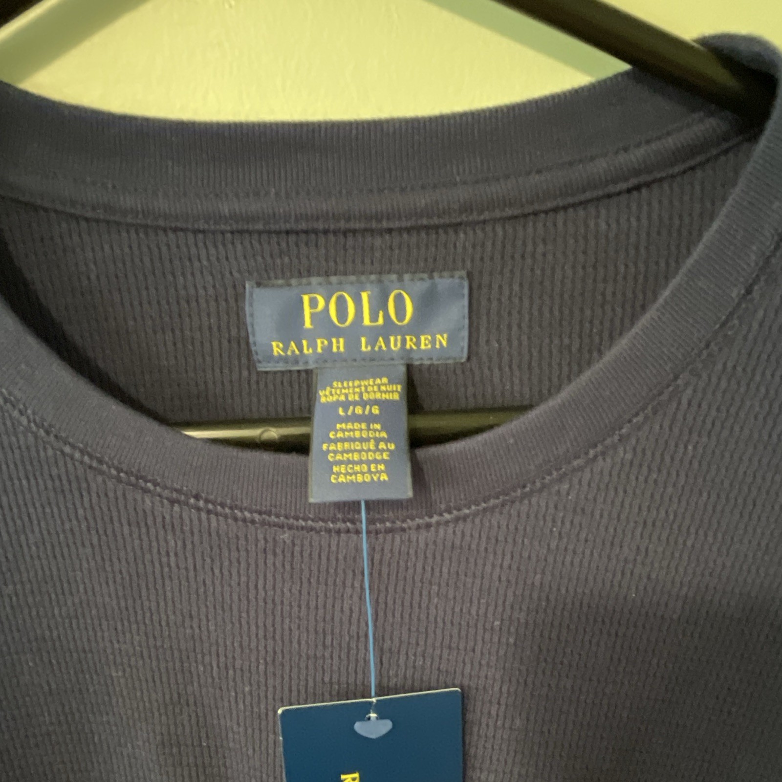 Polo Ralph Lauren Polo Bear Embroidered Waffle-Knit Crewneck Thermal Navy L gallery