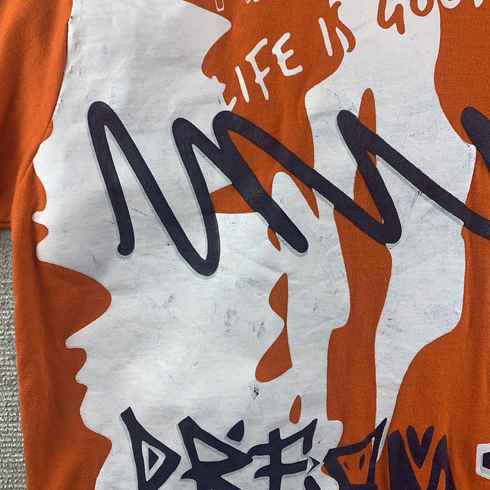 FWRD DENIM Dream Big Painted Graphic T-Shirt Men's Size Medium Orange Blue White gallery