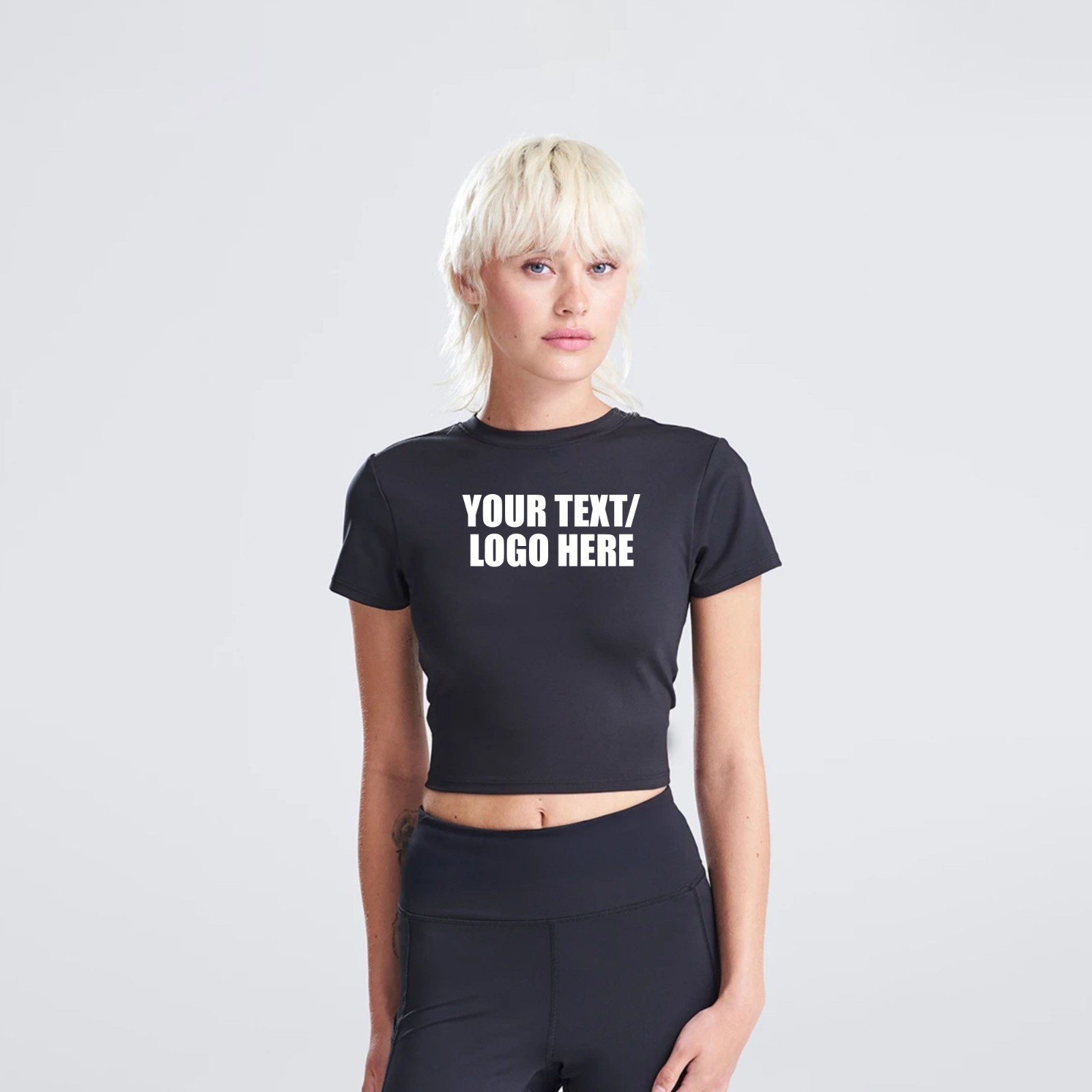 Personalised AWDis Ladies Cool Recycled Cropped T-Shirt Printed Short Sleeve Top