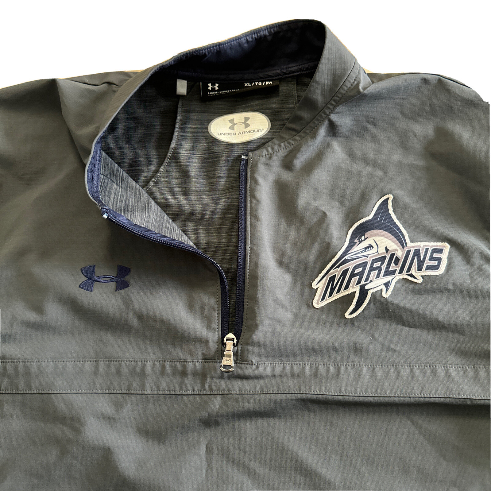 Under Armour Shirt Men XL Gray Vented Fish Fishing Marlin 1/4 Zip Windbreaker gallery