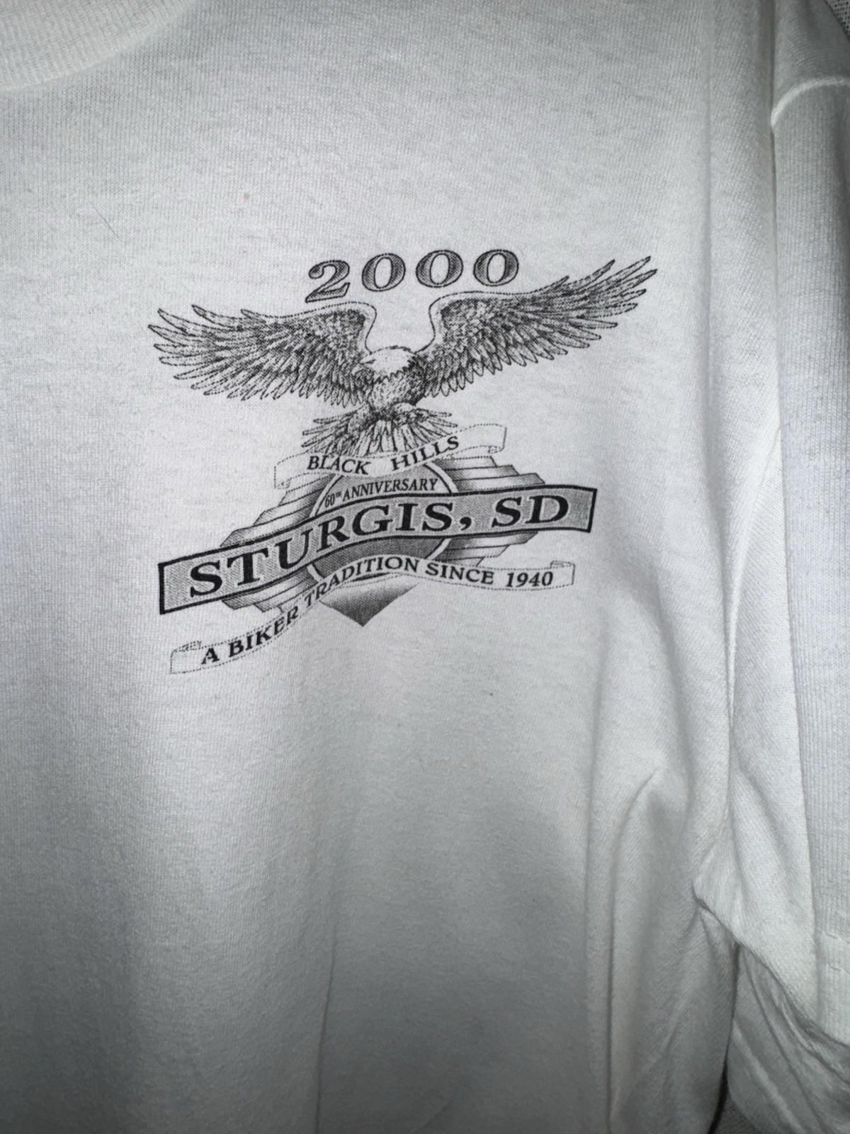 Y2K 2000 Medium Sturgis Black Hills Rally T-Shirt SD Eagle Biker Harley VGC gallery
