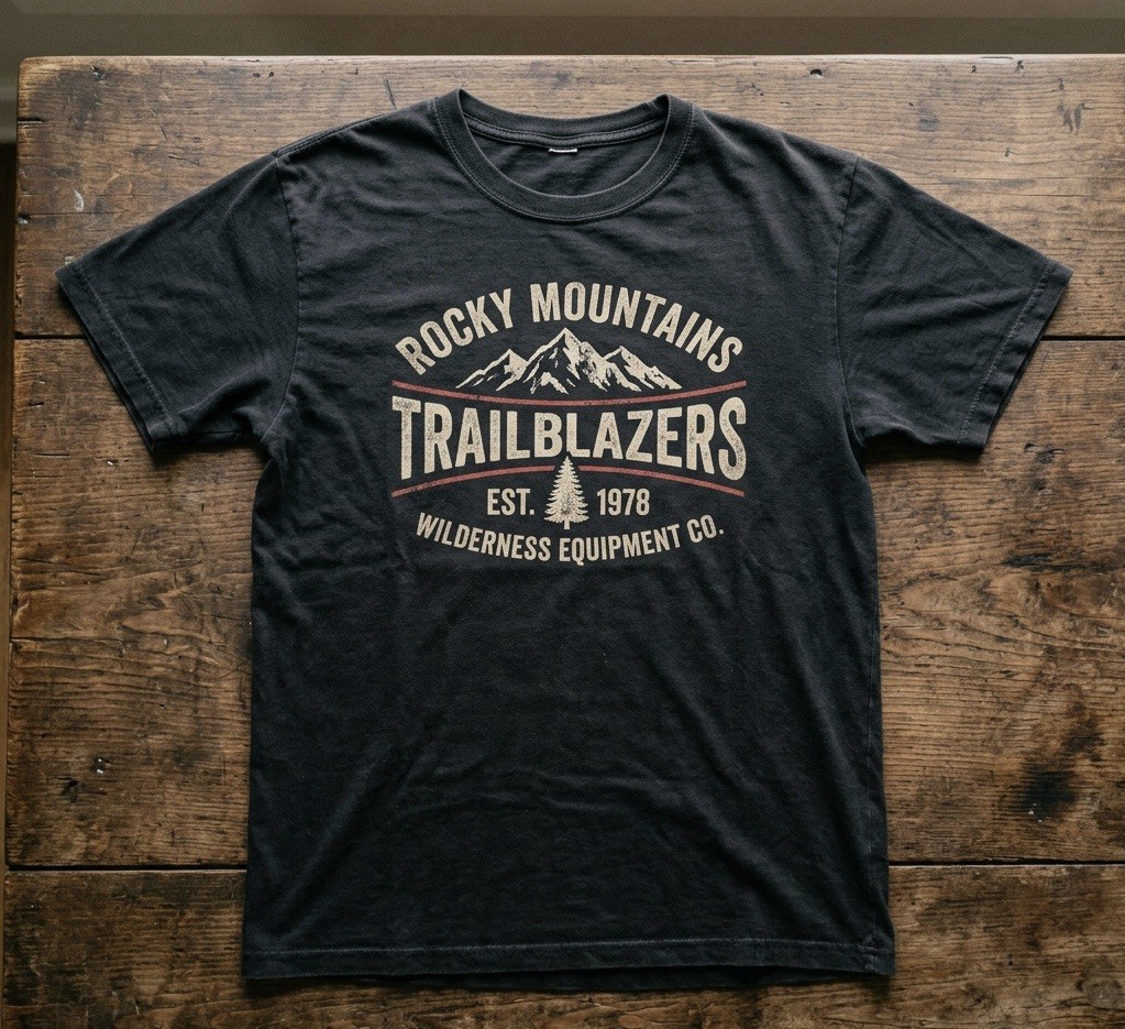 Vintage Rocky Mountains T Shirt Retro Wilderness Hiking Graphic Tee Men Black L