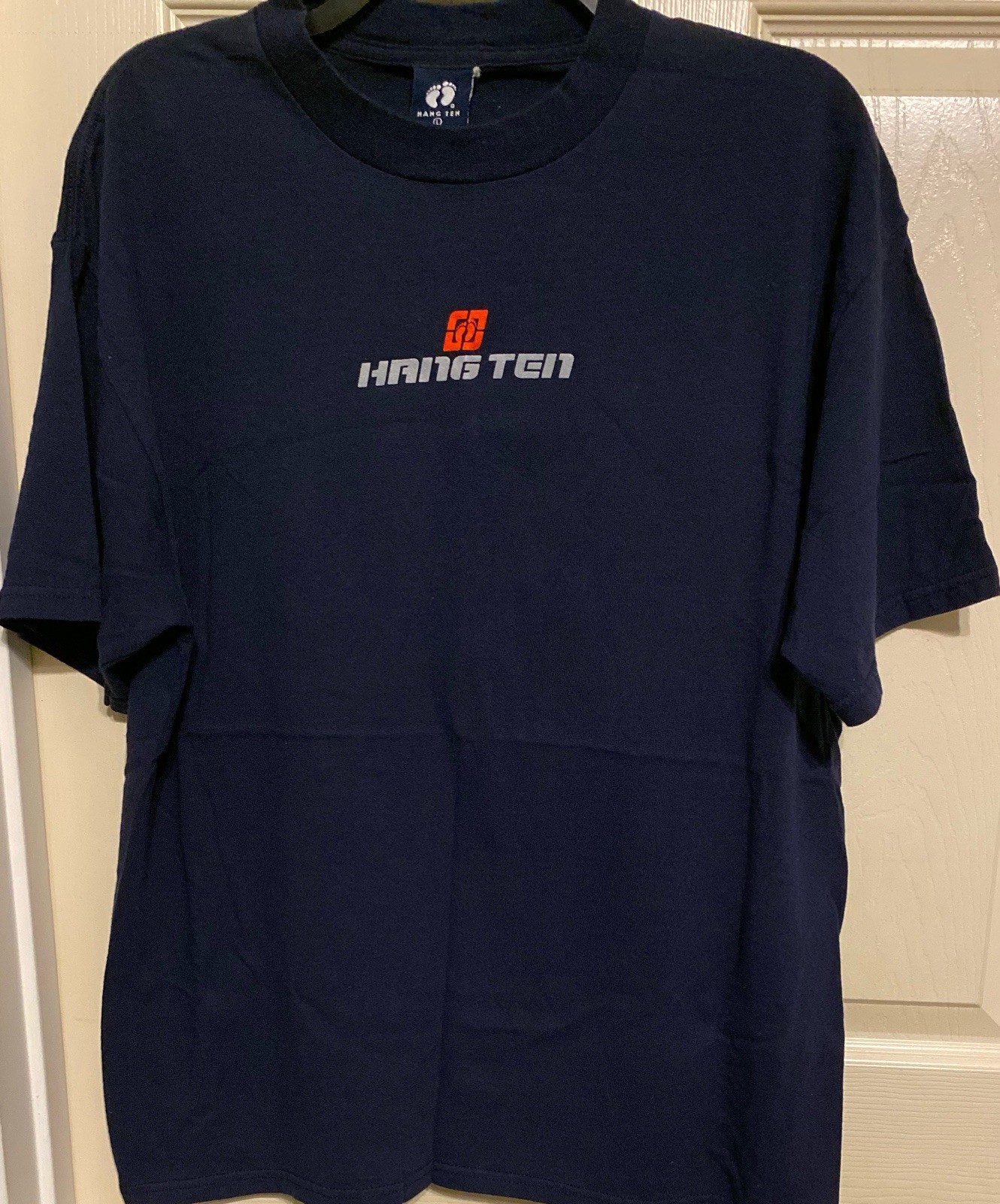 Vintage Hang Ten Men’s Blue T-Shirt 2 Side Graphic Hit On Back 90s EUC Rare Sz L gallery