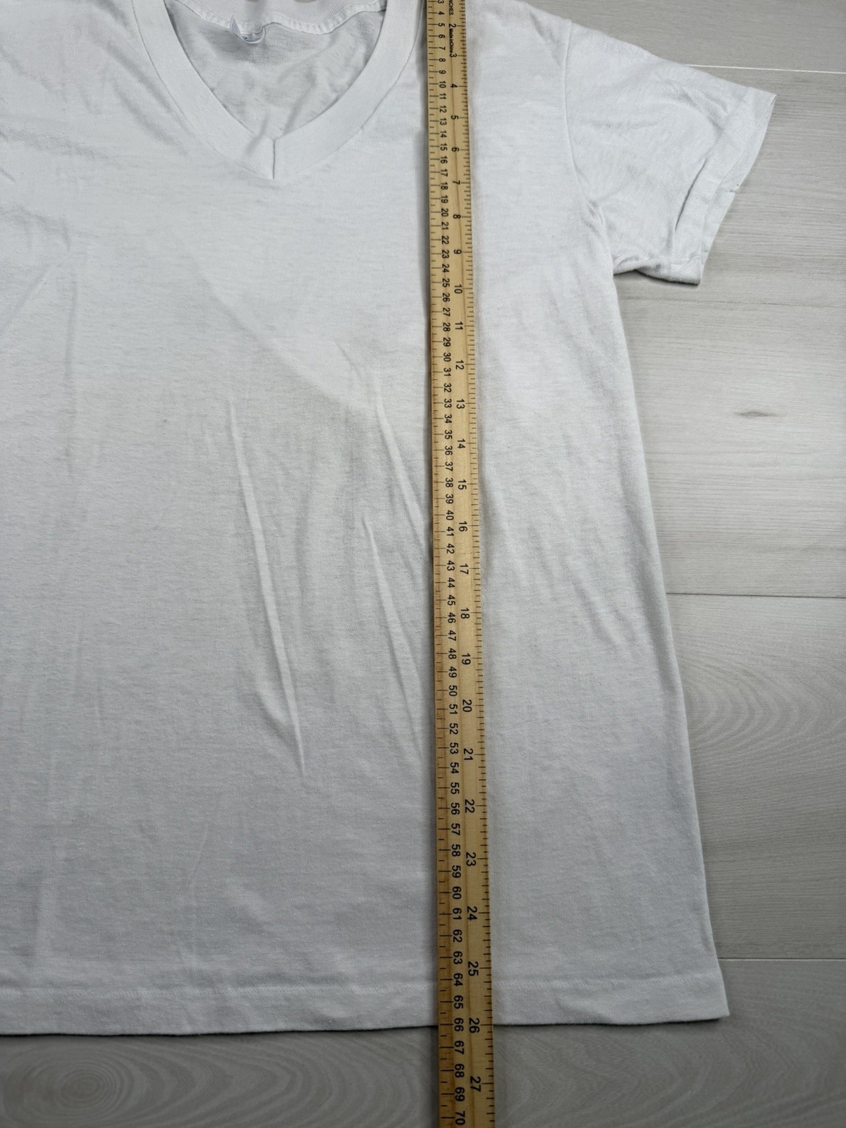 Vtg JC Penney Paper Thin T-Shirt Burnout Work Distressed V Neck 70s 80s Mens S/M gallery