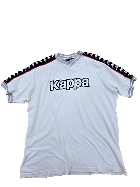 Kappa T Shirt Mens XL White Short Sleeve Striped V Neck Regular