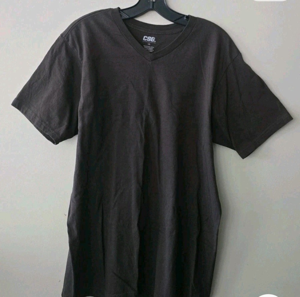 CSG Men’s Size Large Chocolate Cotton Short Sleeve Neck Basic Tee