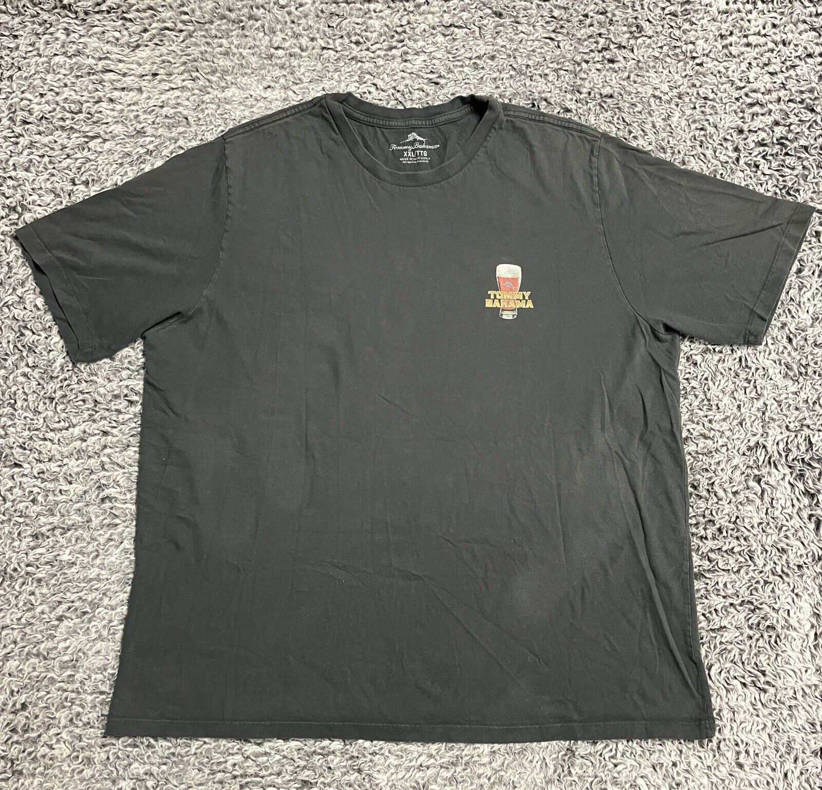 Tommy Bahama Shirt Adult 2XL XXL Black Short Sleeve Beach Outdoor Casual Men