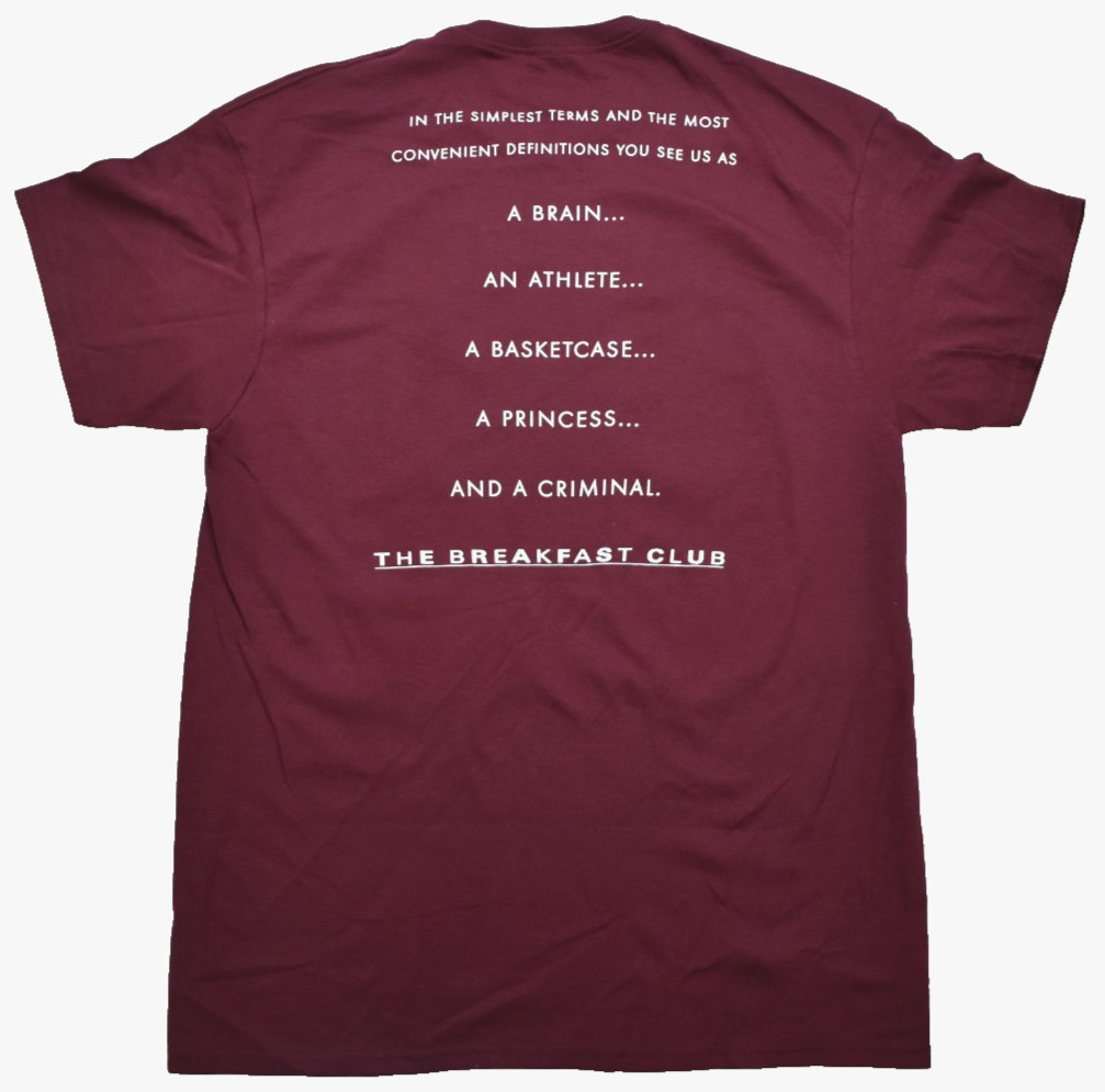 The Breakfast Club Classic Movie Poster Graphic Maroon Adult Shirt New Large gallery