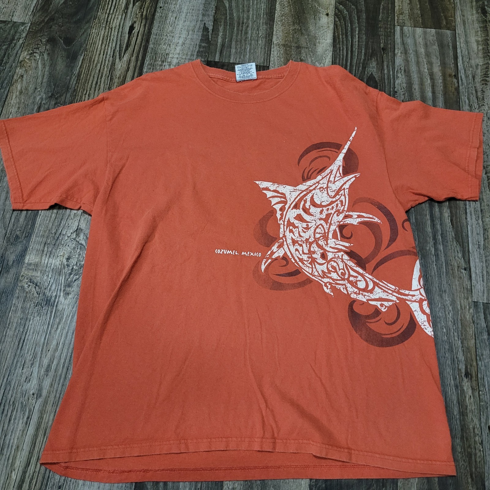 Vintage Cozumel, Mexico Shirt Adult XL Tribal Marlin Sword Fish Deep Sea Fishing
