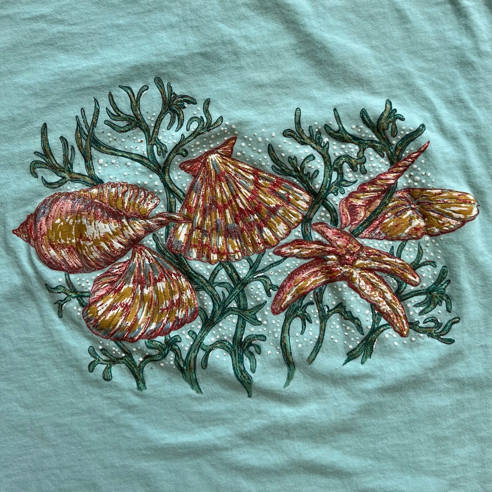 Vintage Sea Shells Shore Beach Ocean Starfish Nature T Shirt Single Stitch XL gallery
