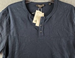Vince Henley Placket Cotton Relaxed-Fit Shirt Men’s XL Blue Short Sleeve