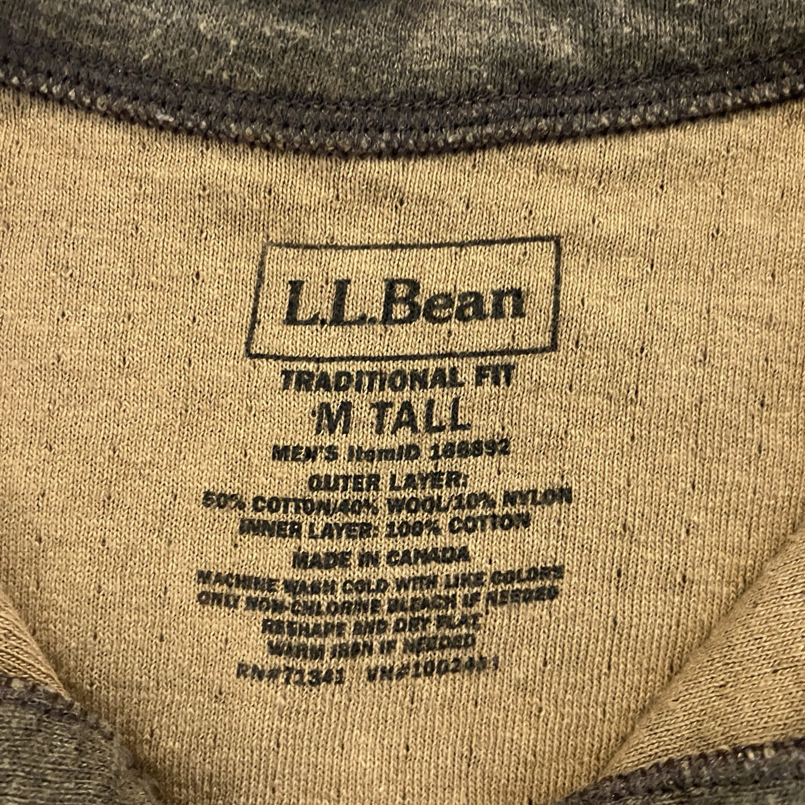 LL Bean River Driver Henley Shirt Sweater Long Sleeve Brown Mens Sz MEDIUM TALL gallery