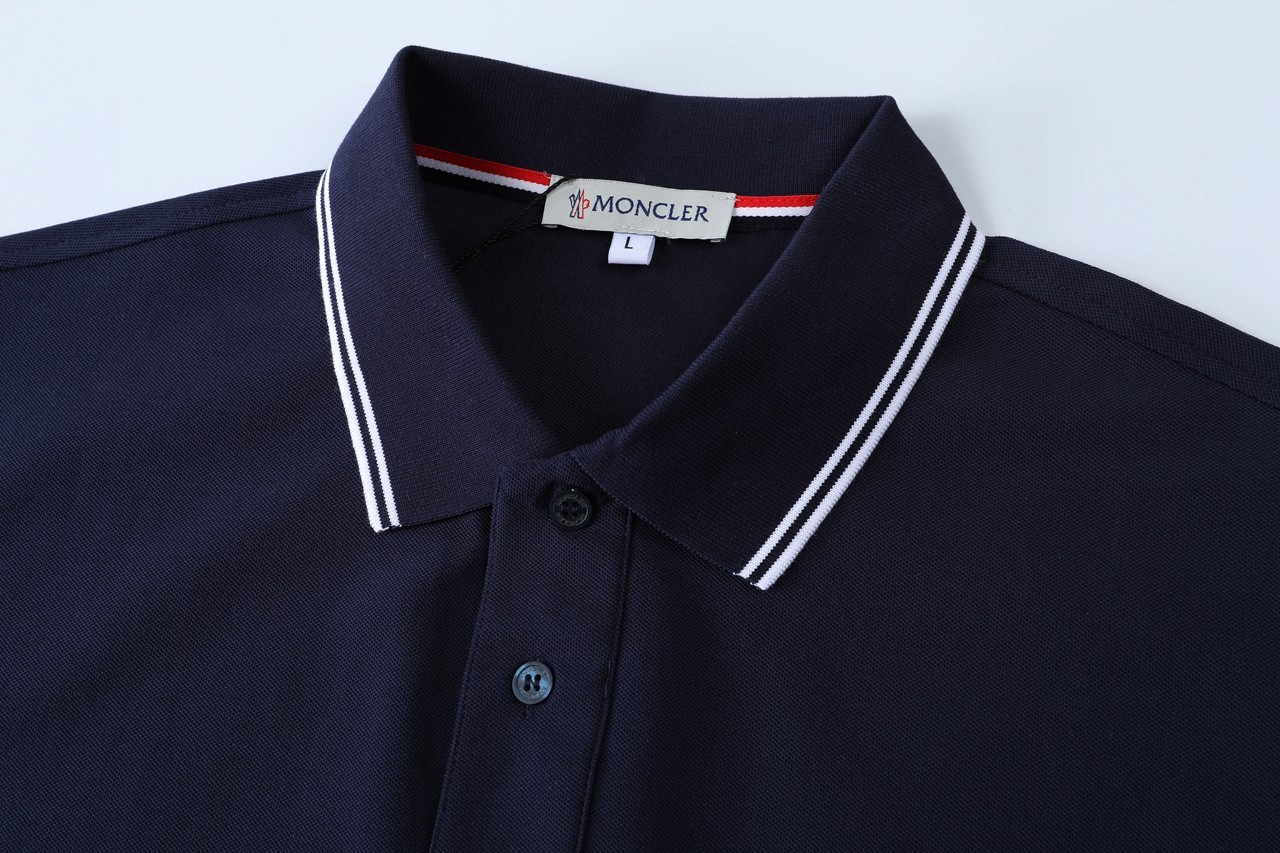 Moncler Dark Blue Color-Block Polo Shirt XL gallery