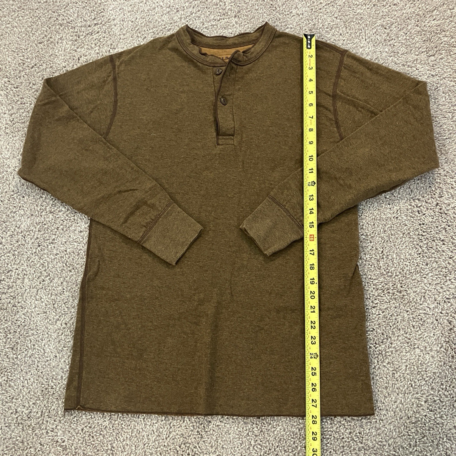 LL Bean River Driver Henley Shirt Sweater Long Sleeve Brown Mens Sz MEDIUM TALL gallery