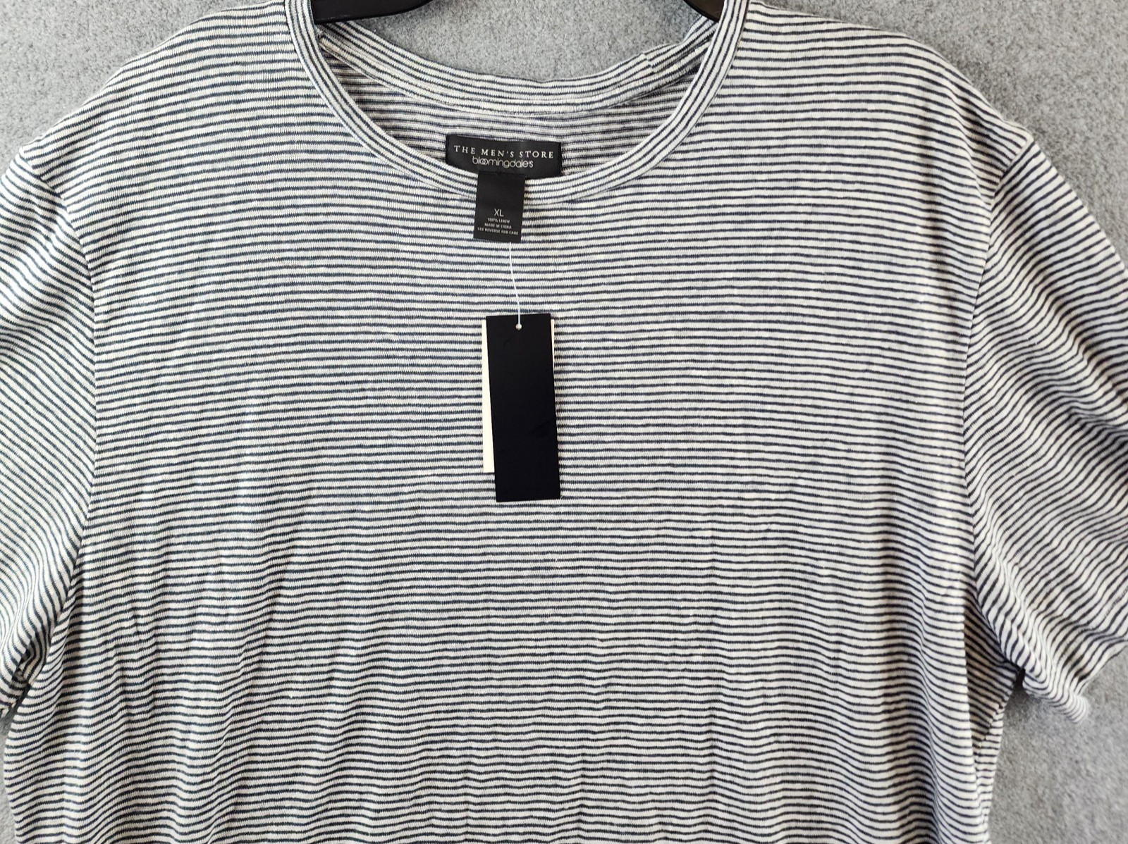 The Men's Store at Bloomingdale's Striped Linen Tee XL Dark Slate Pullover S/S gallery