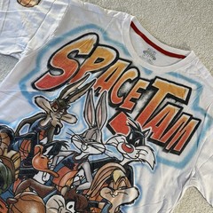 Space Jam Looney Tunes Bugs Bunny Graffiti Airbrush Graphic White T-ShirtXL NWOT