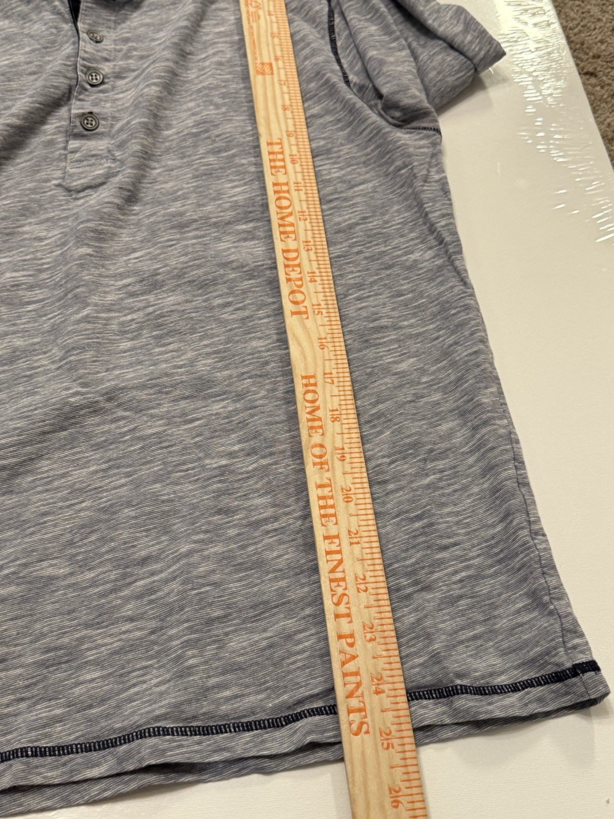 Carbon 2 Cobalt Henley men's L heather blue cotton long sleeve gallery