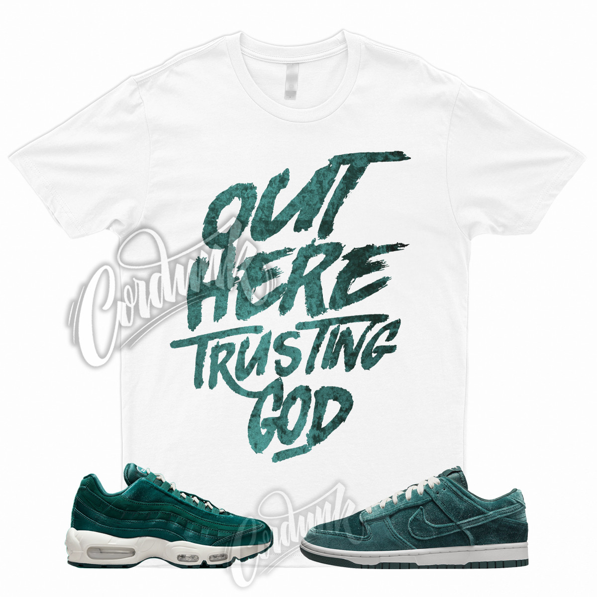 TG T for Dunk Low Air Max 95 Velvet Teal Green Spruce Black Shirt To Match