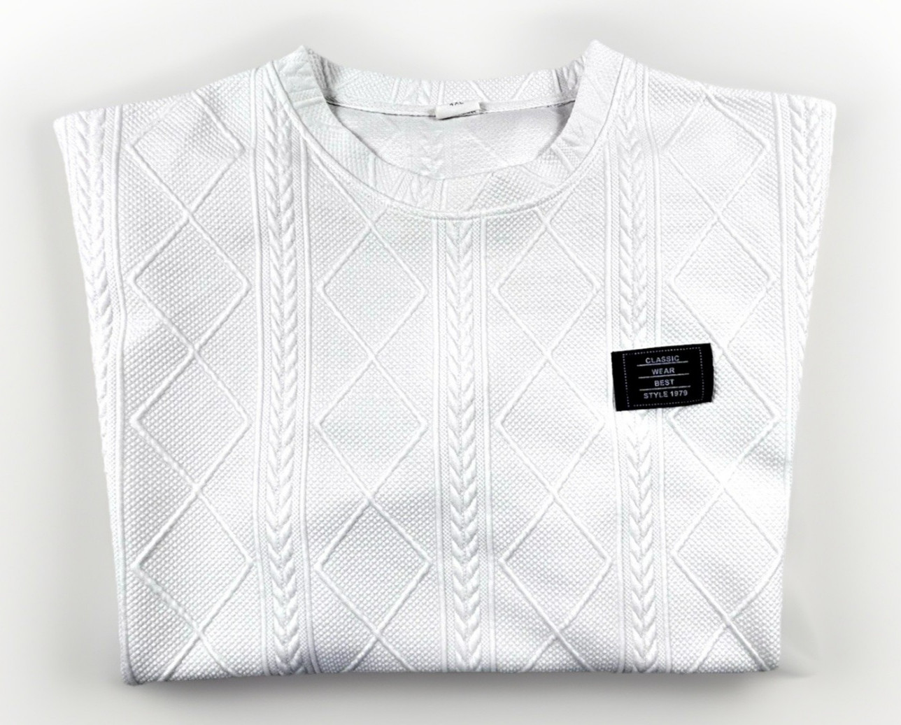 4 XL textured fabric t shirts shorts sleeve white gallery