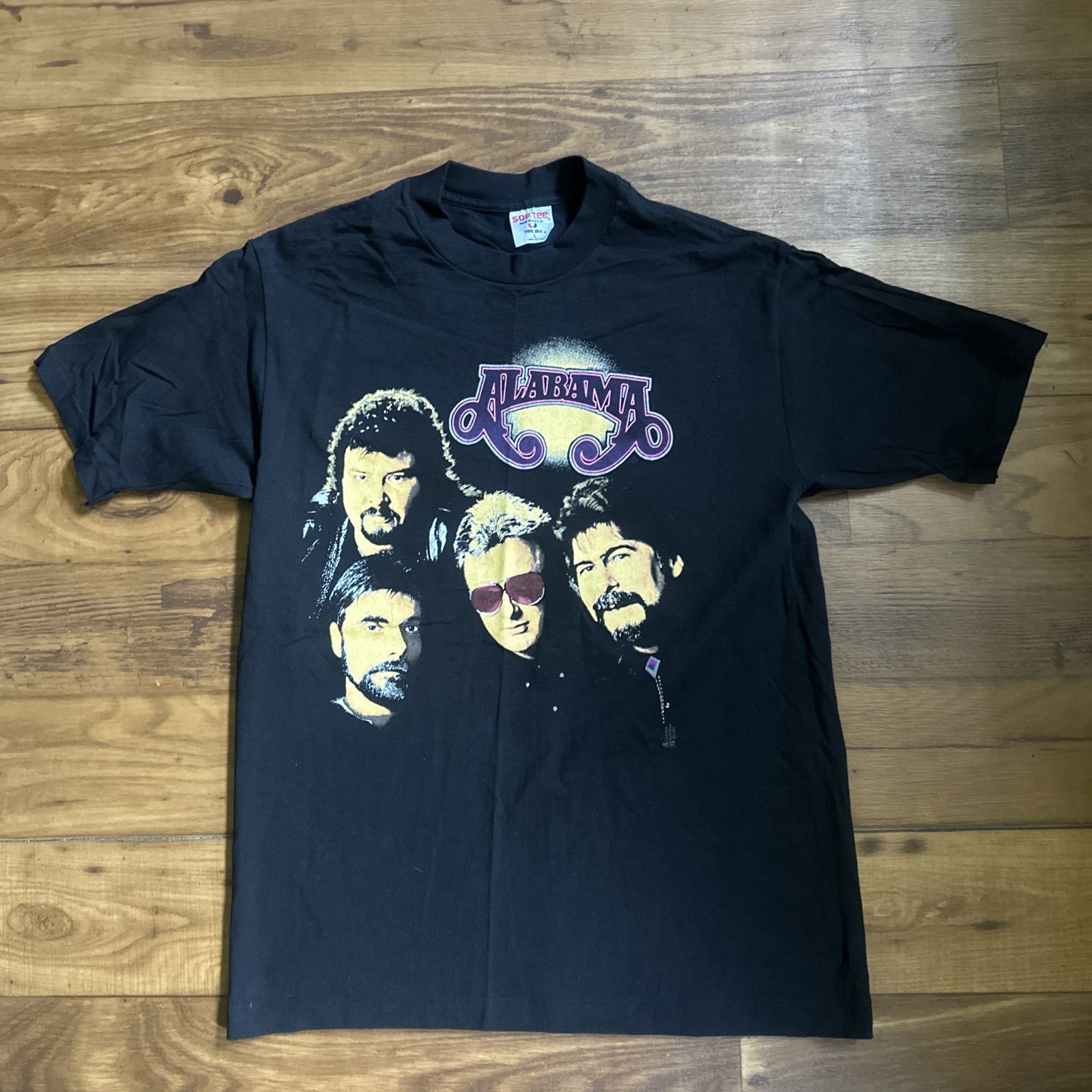 VTG 90s Sof Tee 1992 Alabama Concert Tour Black Band T Shirt Single Stitch Large