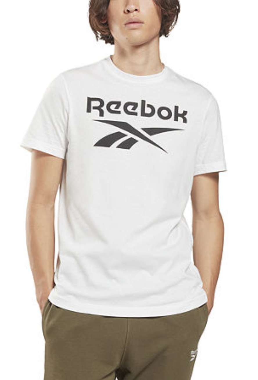 Reebok Men Slim-Fit Identity Big Logo Short Sleeve T-Shirt White Size XL gallery