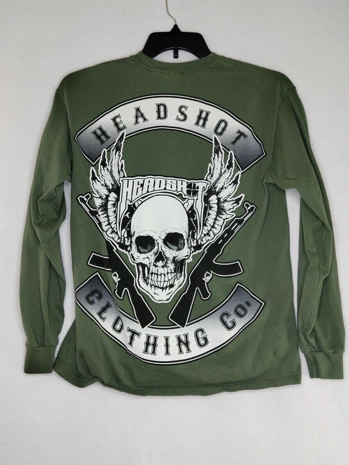 Headshot Combat Culture Clothing Adult Men's Medium Green Long Sleeved T-Shirt gallery