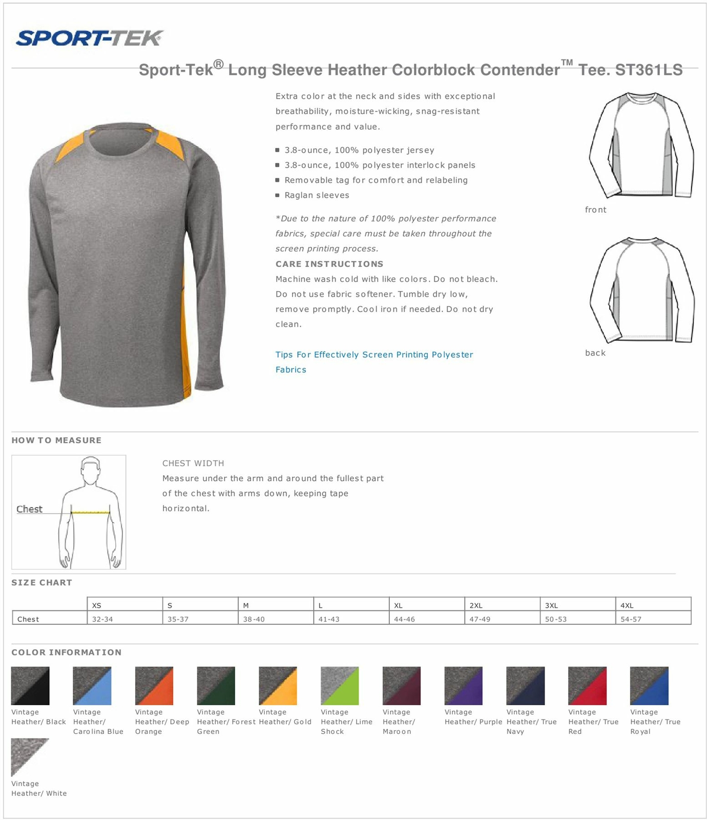 Sport-Tek Mens Long Sleeve Heather Colorblock Contender T-Shrit ST361LS gallery