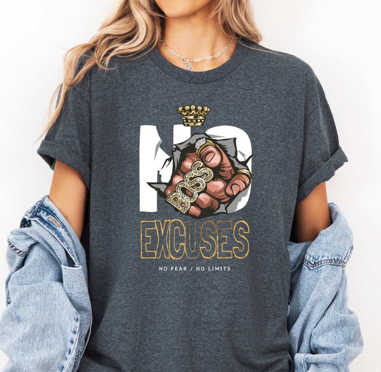No Excuses Shirt, No Fear No Limits T-Shirt, Motivational Gym Tee, Unisex Top gallery