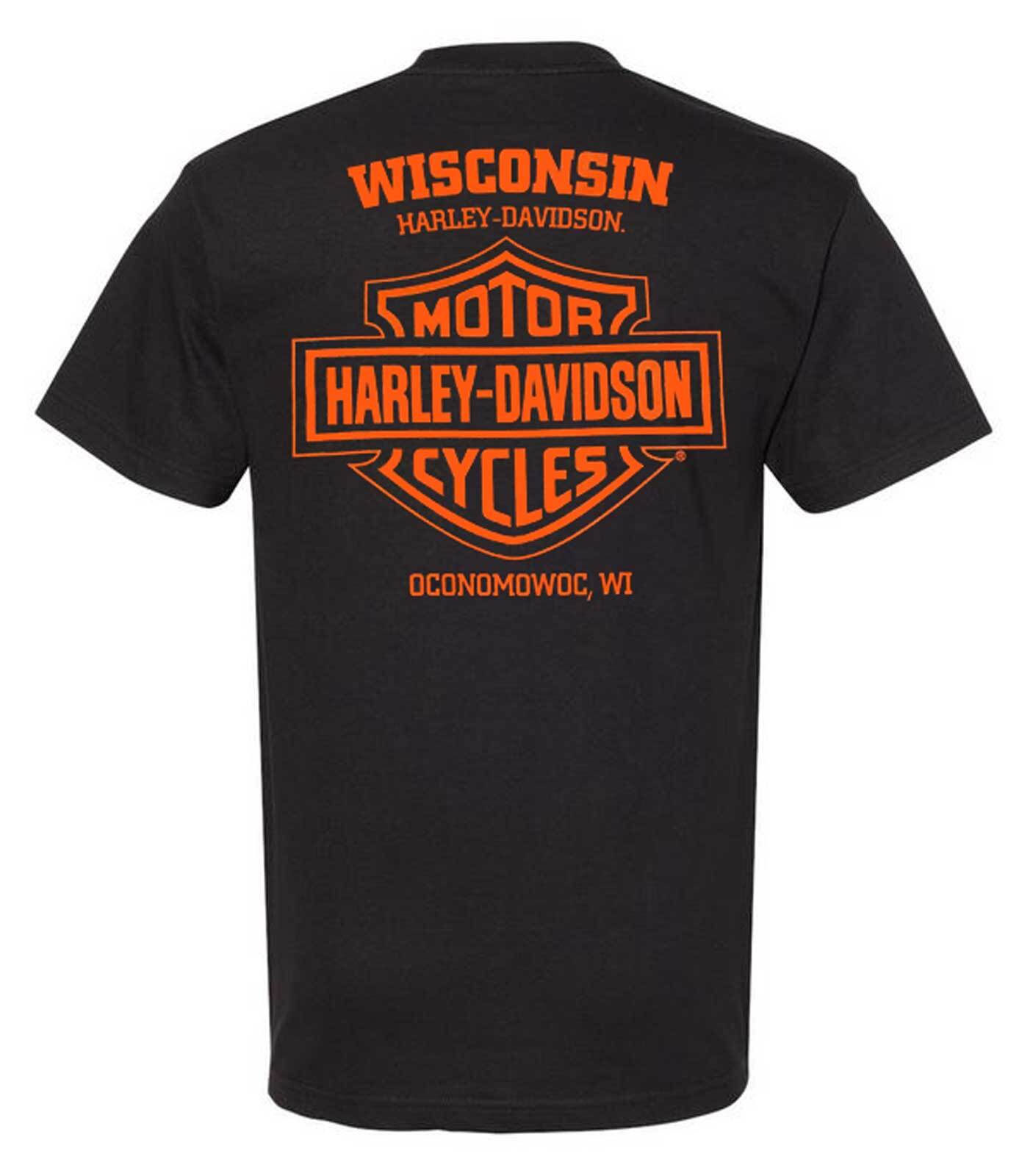 Harley-Davidson Men's Open Bar & Shield On Black Short Sleeve Crew-Neck T-Shirt gallery